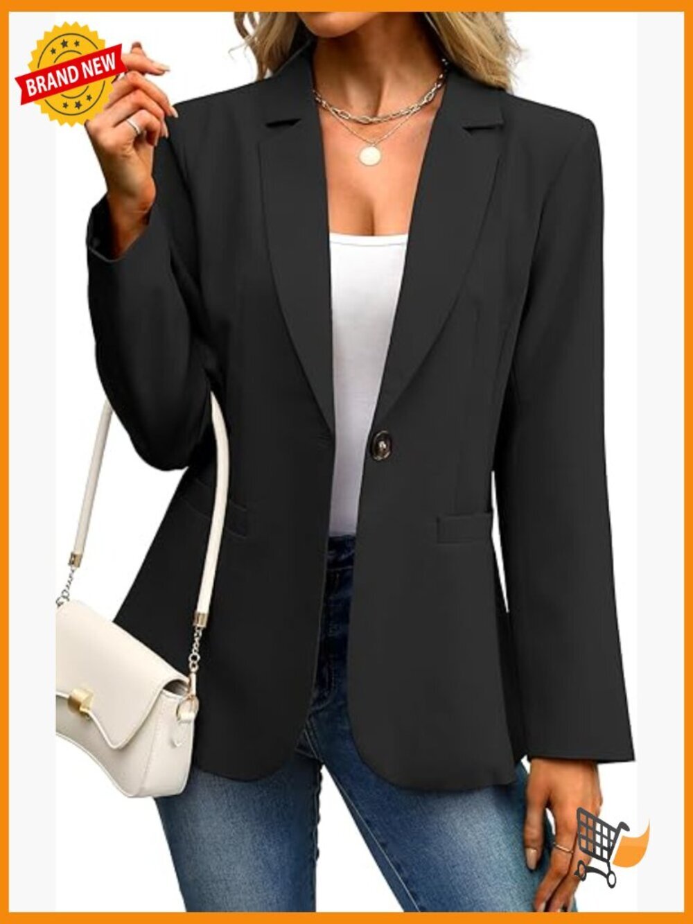 Business Casual Blazer Slim Fit Long Sleeve Office Jacket with Pockets